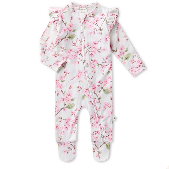 Snuggle Honey Other - Floral newborn footie & swaddle blanket (NWT) bundle